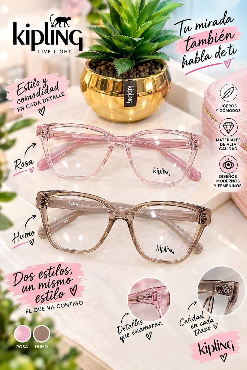 Monturas Kipling en colores rosa y humo