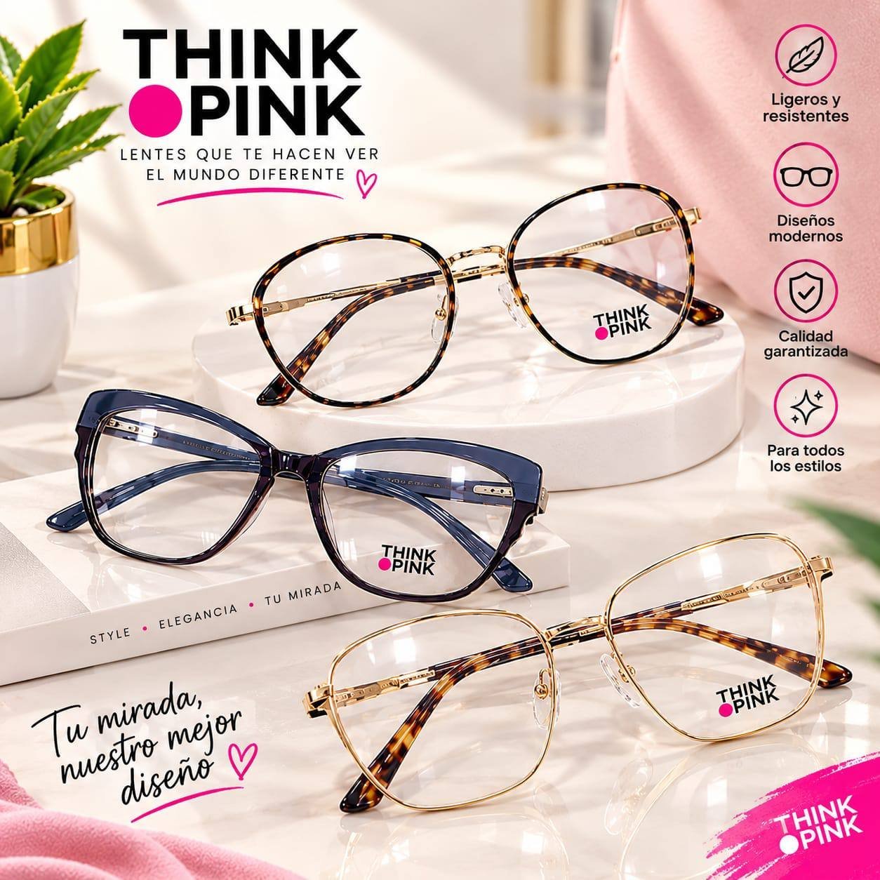 Colección de monturas Think Pink disponible en Medical Óptica